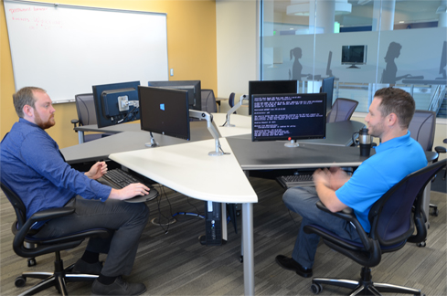 Two students in a lab